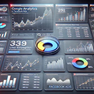 اسکرینشاتی از داشبورد گوگل آنالیتیکس یا فیسبوک ادز که گزارشهای تحلیلی را نمایش میدهد. شامل متریکهای کلیدی مانند تعامل کاربران، نرخ تبدیل و منابع ترافیک است.